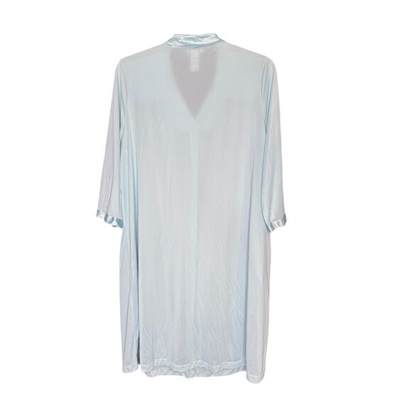 Vanity Fair XL Seafoam Aqua Nylon Robe Sheer Tricot Peignoir 2000s Y2K Vintage - Picture 2 of 8